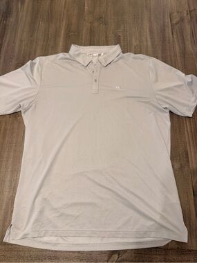 TravisMathew Polo Shirt Mens 2XL Gray Geometric Short Sleeve Golf Performance
